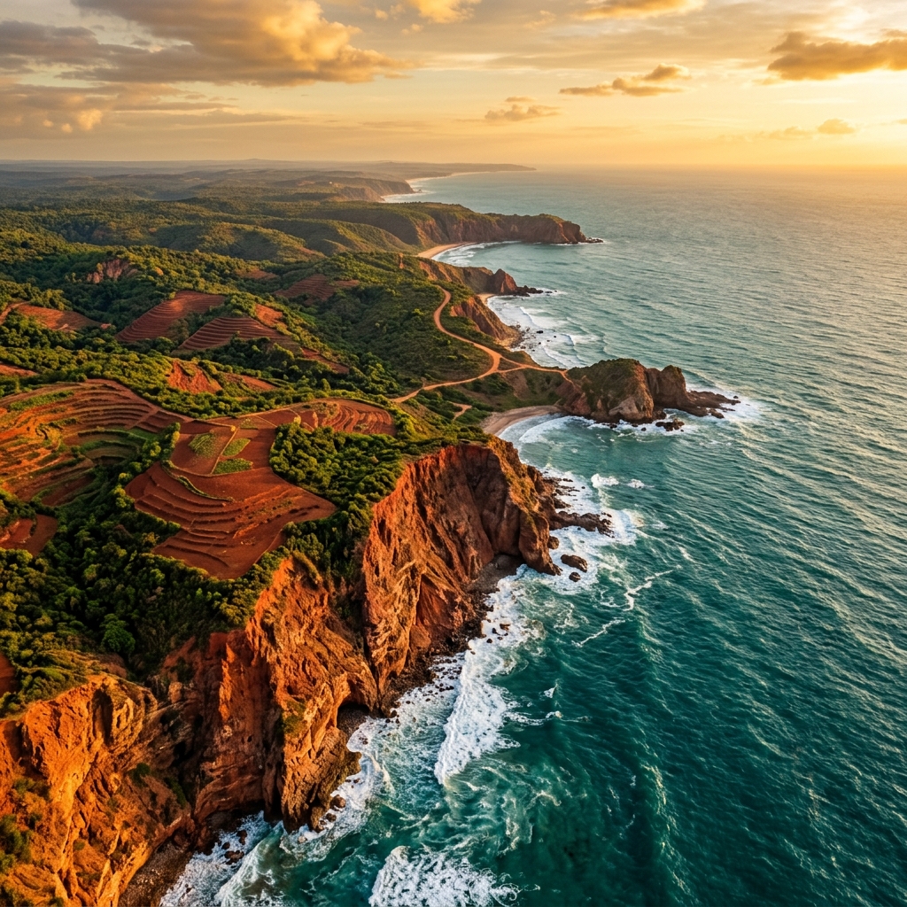 Mozambique coastal landscape with mineral-rich terrain