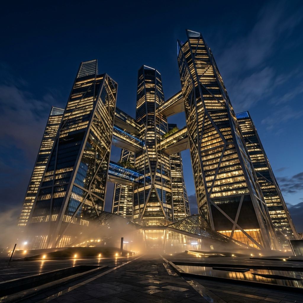 Corporate architecture at night